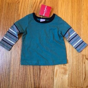 Hanna Andersson green striped shirt size 6-12 mo